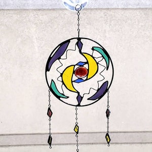 Stained glass Suncatcher free form abstract round circle wall art