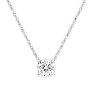 Dainty Solitaire Diamond Necklace: 925 Sterling Silver, Minimalist Jewelry