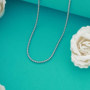 Sterling Silver Beaded Ball Chain Necklace: Minimalist Unisex Jewelry