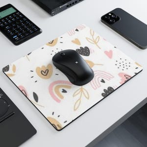 Girly Mouse Pad, Cute Rectangular Desk Pad for Office, Pink Gaming Mat, Unique Work Accessory, Pretty Computer Mousepad
