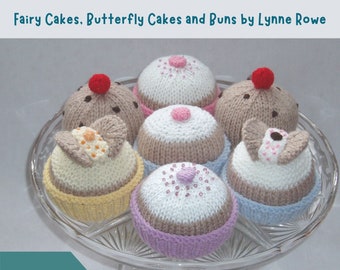 Knitted cakes - PDF knitting pattern - instant download - butterfly cakes, fairy cakes and currant buns