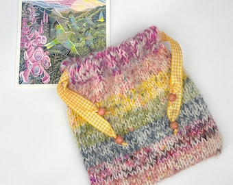Knitted Bag Pattern, Reusable Gift Bag, Yarn Stash Project (Download)