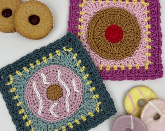 Biscuit Granny Square Crochet Pattern, Teatime Inspired, for blankets, bags, cardigans, PDF Download