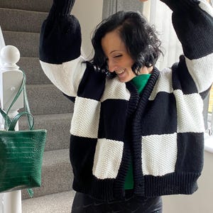 Checkered Love - Written Pattern for a knitted squares cardigan (like the Harry Styles Patchwork Cardigan)