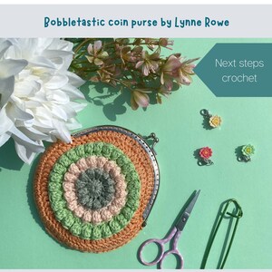 Crochet pattern PDF - crochet purse with bobble stitch - purse clip frame