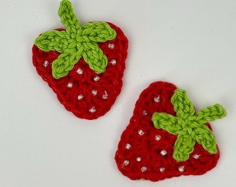 Crochet Strawberry Motif Appliqué for yarn stash