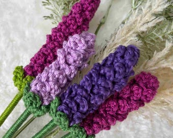 Crochet Flower Pattern, Easy Lavender Stem , Crochet Flower Bouquet Pattern, Floral Wedding Decor