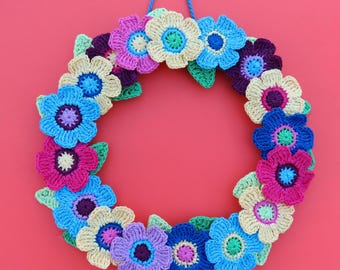 Crochet Flower and Leaf Pattern for Wreath, Digital PDF, flowers, leaves, home decor