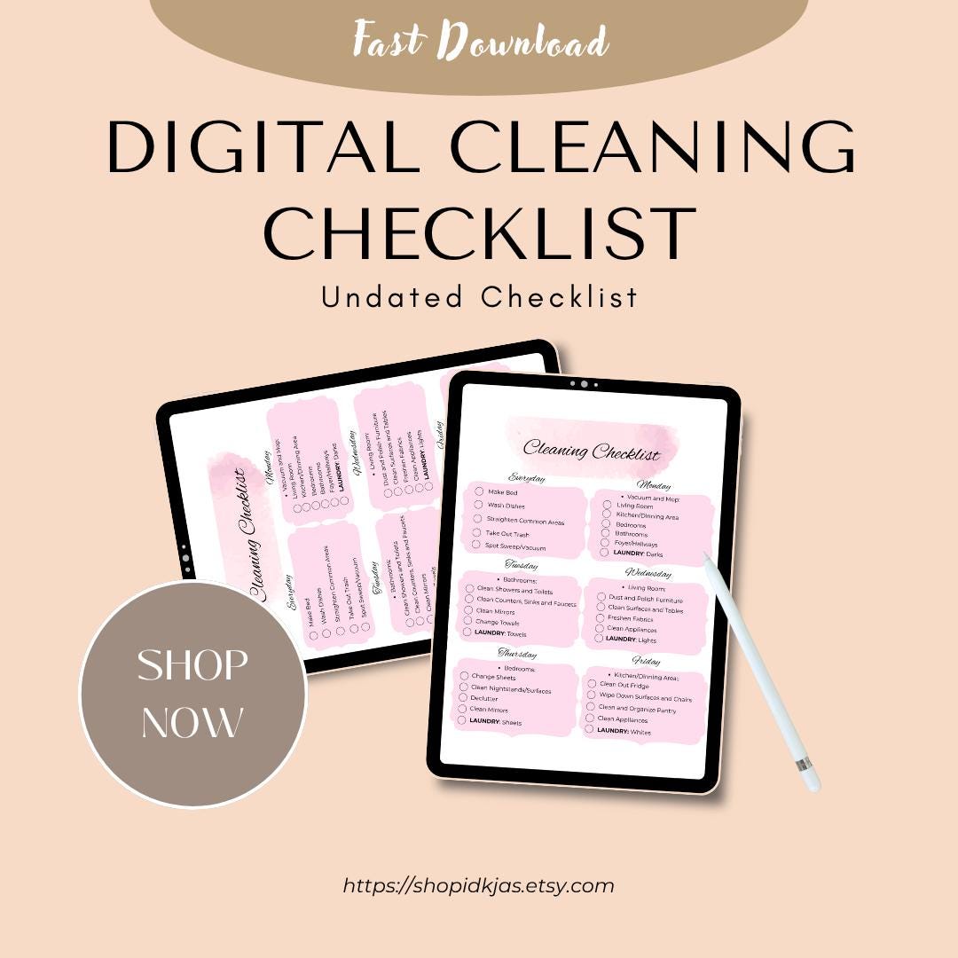 Editable Weekly Cleaning Checklist | Printable Cleaning Template ...