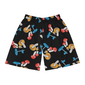 Whimsical Mushroom Basketball Shorts, Fun Athletic Wear, Unique Sports Shorts, Summer Apparel, Gift for Gym Lovers