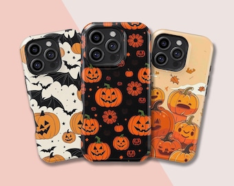Funda de teléfono con diseño de calabaza de Halloween, regalo de otoño, compatible con iPhone 16, 15, 14, 13, 12, 11, X, Xs Max Pro Plus, Magsafe, Samsung Galaxy S25, S24, S23, S22, S21 Ultra.