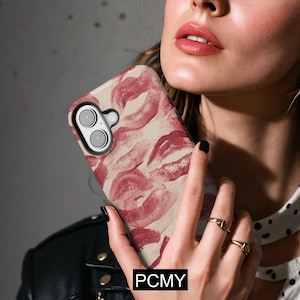 Lip Kiss Phone Case,Red Lips Print,iPhone 16 15 14 13 12 11 X Xs 8 Max Pro Plus Magsafe Samsung Galaxy S25 S24 S23 S22 S21 Ultra Gift