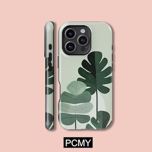Fresh Tropical Foliage Phone Case,Plant Art,iPhone 16 15 14 13 12 11X Xs 8Max Pro Plus Magsafe Samsung Galaxy S25 S24 S23 S22 S21 Ultra Gift