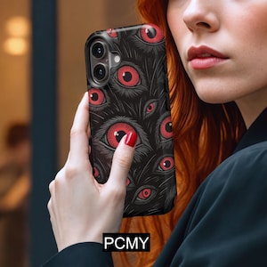 Gothic Red Eye Phone Case,Horror Art, iPhone 16 15 14 13 12 11 X Xs 8 Max Pro Plus Magsafe Samsung Galaxy S25 S24 S23 S22 S21 Ultra Gift