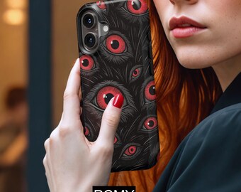 Funda para teléfono con diseño de ojos rojos góticos, arte de terror, compatible con iPhone 16, 15, 14, 13, 12, 11, X, XS, 8 Max, Pro Plus, Magsafe, Samsung Galaxy S25, S24, S23, S22, S21 Ultra, regalo