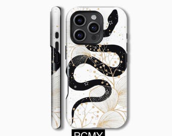 Black Snake Print Phone Case,Mystic Snake,iPhone 16 15 14 13 12 11 X Xs 8 Max Pro Plus Magsafe Samsung Galaxy S25 S24 S23 S22 S21 Ultra Gift