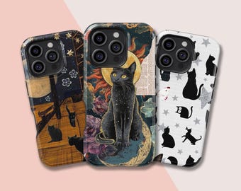 Funny Black Cat Phone Case,iPhone 17 16 15 14 13 12 11 X Xs 8 Max Pro Plus Magsafe Samsung Galaxy S25 S24 S23 S22 S21 Ultra Gift
