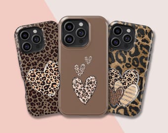 Luipaardharten, Leopard-telefoonhoesje, iPhone 17 16 15 14 13 12 11 X Xs 8 Max Pro Plus Magsafe Samsung Galaxy S25 S24 S23 S22 S21 Ultra Cadeau