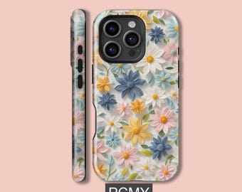 3D Kolorowe Kwiatowe Etui na Telefon, Wiosenny Kwiat, iPhone 16 15 14 13 12 11X Xs Max Pro Plus Magsafe Samsung Galaxy S25 S24 S23 S22 S21 Ultra Prezent