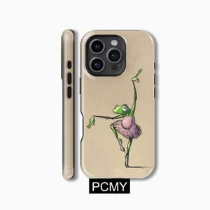 Ballet kikker telefoonhoesje, leuke dierenvriend, iPhone 16 15 14 13 12 11X XS 8 Max Pro Plus Magsafe Samsung Galaxy S25 S24 S23 S22 S21 Ultra cadeau