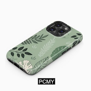 Grüne botanische Handyhülle, Pflanzenliebhaber, iPhone 16 15 14 13 12 11 X Xs Max Pro Plus Magsafe Samsung Galaxy S25 S24 S23 S22 S21 Ultra Geschenk