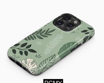 Green Botanical Phone Case,Plant Lover,iPhone 16 15 14 13 12 11 X Xs Max Pro Plus Magsafe Samsung Galaxy S25 S24 S23 S22 S21 Ultra Gift