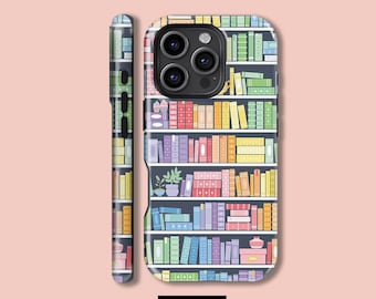 Bookshelf,Book Lover Cover Phone Case,iPhone 16 15 14 13 12 11 X Xs 8 Max Pro Plus Magsafe Samsung Galaxy S25 S24 S23 S22 S21 Ultra Gift