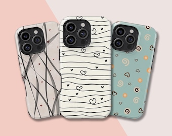 Funda minimalista con corazón de amor para iPhone 17, 16, 15, 14, 13, 12, 11, X, XS, 8 Max Pro Plus, Magsafe, Samsung Galaxy S25, S24, S23, S22, S21 Ultra, regalo