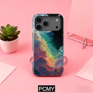 Mobilskal med regnbågsmolnkonst, iPhone 17 16 15 14 13 12 11 X Xs 8 Max Pro Plus Magsafe Samsung Galaxy S25 S24 S23 S22 S21 Ultra Gåva