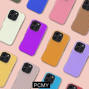 Custom Color Polka Dots Phone Case, iPhone 16 15 14 13 12 11 X Xs 8 Max Pro Plus Magsafe Samsung Galaxy S25 S24 S23 S22 S21 Ultra Gift