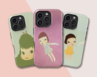 Yoshitomo Nara Phone Case,iPhone 17 16 15 14 13 12 11 X Xs 8 Max Pro Plus Magsafe Samsung Galaxy S25 S24 S23 S22 S21 Ultra Gift