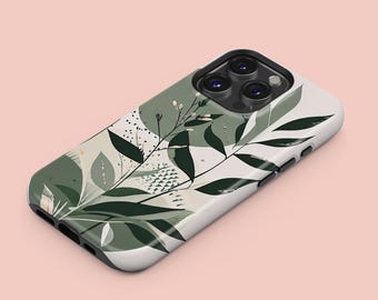 Green Plant Boho Phone Case,Retro Hippie,iPhone 16 15 14 13 12 11 X Xs 8 Max Pro Plus Magsafe Samsung Galaxy S25 S24 S23 S22 S21 Ultra Gift