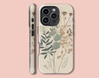 Custodia per telefono vintage botanica, motivo floreale vintage, regalo per iPhone 16, 15, 14, 13, 12, 11, X, Xs, Max, Pro Plus, Magsafe, Samsung Galaxy S25, S24, S23, S22, S21 Ultra.