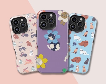 Cute Animal,Cute Carton Cat Phone Case,iPhone 17 16 15 14 13 12 11 X Xs 8 Max Pro Plus Magsafe Samsung Galaxy S25 S24 S23 S22 S21 Ultra Gift