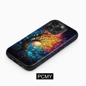 Stained Glass Tree Phone Case,Mystic Nature,iPhone 16 15 14 13 12 11X Xs 8Max Pro Plus Magsafe Samsung Galaxy S25 S24 S23 S22 S21 Ultra Gift