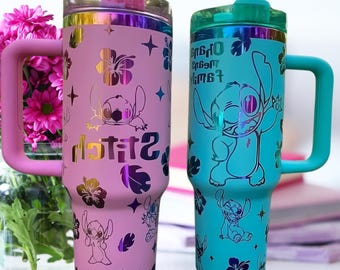 Laser Engraved Stitch Tumbler: 40oz Stainless Steel Cup