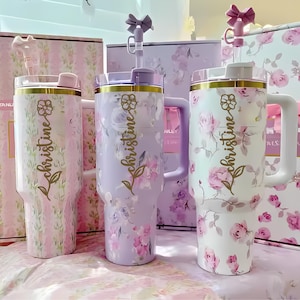 Love Shack Fancy Quencher Tumbler 40 oz Gift Box for Her Hot Selling Stainless Personalized Coquette Tumbler Birthday Gift Love Shack Fancy.