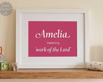 Personalised Baby Name Meaning Print, Custom Nursery Wall Art, Baby Name Art, New Baby Gift, Printable Nursery Decor, Digital Download