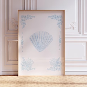 Coastal Print, Blue Coastal Wall Art, Digital Prints, Coastal Granddaughter Aesthetic, Beach Preppy Girls Dorm Room, Trendy Posters