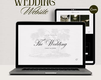 Old Money Wedding Website Template: Customizable Canva Design (Digital Download)