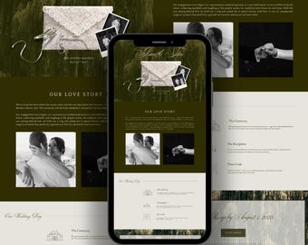 Willow Tree Wedding Website Template, Modern Canva Design (Digital Download