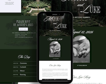 Elegant Garden Wedding Invitation Template, Editable Canva Invite, Greenery Wedding, Customizable Digital Download