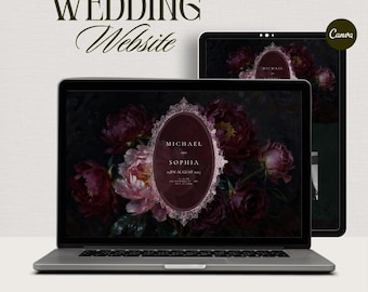 Elegant Wedding Website Template, Editable Online Wedding Invitation Canva Template, Old Money Wedding