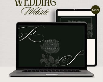 Elegant Wedding Website Template, Editable Canva Invitation (Digital Download)