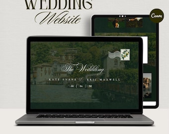 Wedding Website Template, Modern Canva Design (Digital Download