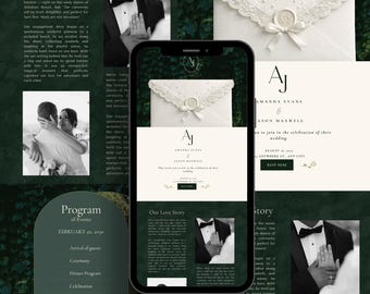 Elegant Wedding Website Template, Modern Canva Design (Digital Download