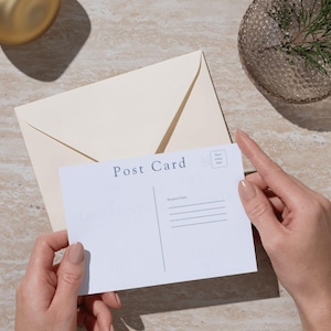 PRINTABLE Blank Postcard, Postcard Template, 5x5 x 4.25 vintage style postcard