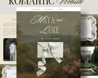 Vintage Style Wedding Website Template, Editable Canva Design (Digital Download
