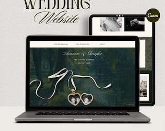 Elegant Wedding Website Template, Editable Canva Invitation (Digital Download)
