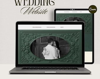 Elegant Wedding Website Template, Editable Canva Invitation (Digital Download)